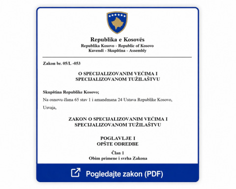 Zakon o Specijalizovanim većima i Specijalizovanom tužilaštvu