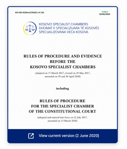 Rules of Procedure and Evidence of the Kosovo Specialist Chambers
